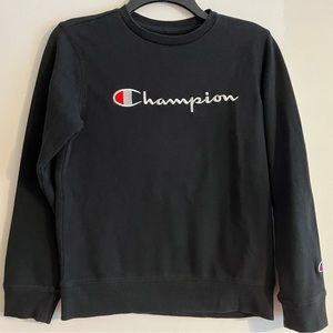 Champion Black Crew Neck Pullover, Kids Size L